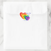 Harten regenboog hart sticker (Tas)