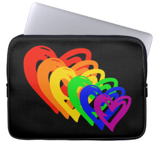 Harten regenboog laptop sleeve