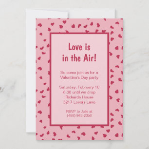 Harten rondom Pink Valentijnsdag Party Kaart