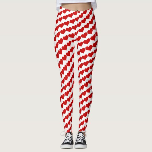 Harten rood en wit - trendy Love / Retro mode Leggings (Voorkant)