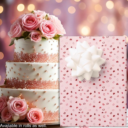 Harten - Rood op lichte roze ombre Inpakpapier Vel