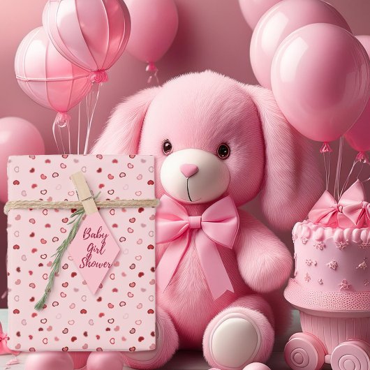 Harten - Rood op lichte roze ombre Inpakpapier Vel