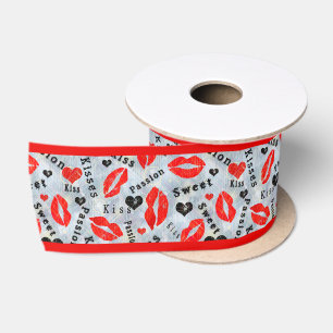 Harten, rood, zwart, lip prints, kus lint