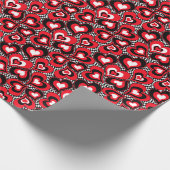 Harten, rood, zwart, wit, Valentijnsdag. Cadeaupapier (Hoek)