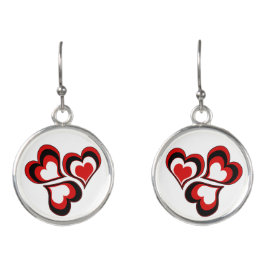 Harten, rood, zwart, wit, Valentijnsdag. Oorringen