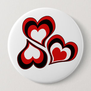 Harten, rood, zwart, wit, Valentijnsdag. Ronde Button 4,0 Cm