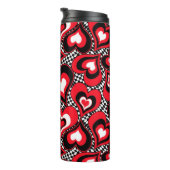 Harten, rood, zwart, wit, Valentijnsdag. Thermosbeker (Geroteerd rechts)