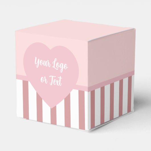 Harten - Roze en wit met strepen Hartvenster Bedankdoosjes (Achterkant)
