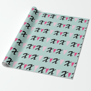 Harten roze X's en het patroon van het hart Cadeaupapier