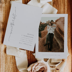 Harten Script Save The Date Aankondiging Fotokaart