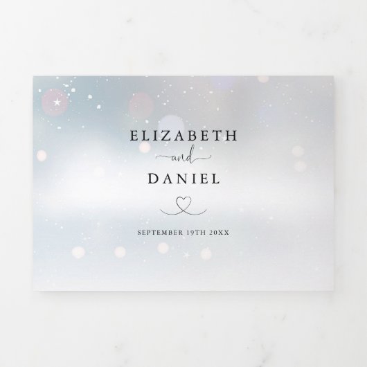 Harten Script Sneeuwvlokken Wintertrouw Drieluik Uitnodiging (Cover)