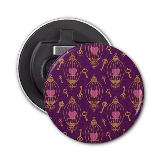 Harten-sleutels-patroon Button Flesopener (Voorkant)