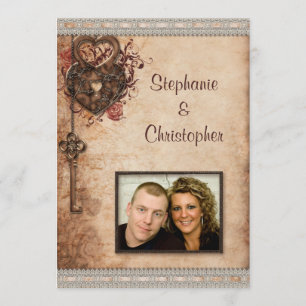 harten slot en sleutel foto bruiloft kaart