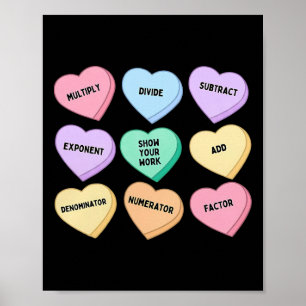 Harten Snoep Wiskunde Leraar Valentijnsdag Algebra Poster