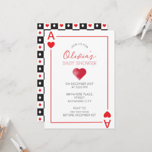 Harten speelkaart baby shower kaart