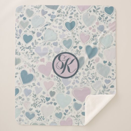 Harten, Start en Salie Leaves Sherpa Deken (Voorkant)