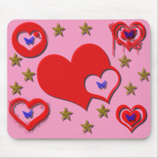 Harten, sterren, Butterfly Mousepad Muismat