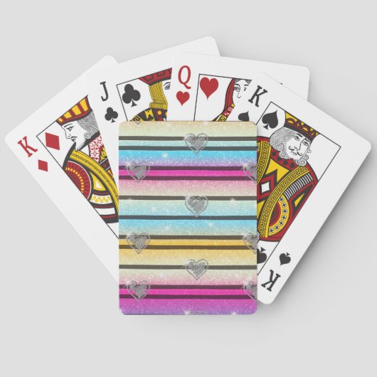 Harten, Strepen en Glitters Pokerkaarten (Achterkant)