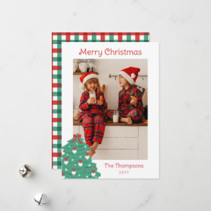 Harten & Strikken Kerstboom Foto Prettig Kerstfees Feestdagenkaart