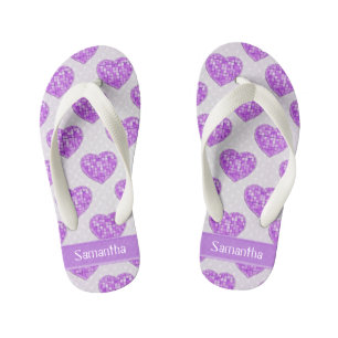 Harten van Amethyst-tegels Offset rijen gepersonal Kinder Teenslippers