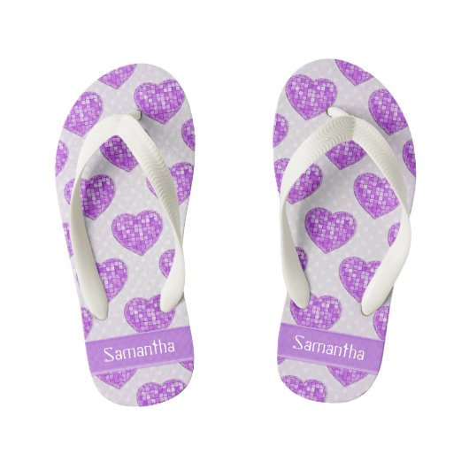 Harten van Amethyst-tegels Offset rijen gepersonal Kinder Teenslippers (Voetbed)