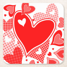 harten van de valentijn vierkante kartonnen onderzetter