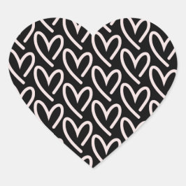 Harten van Harten Roze met Zwarte Achtergrond Hart Sticker