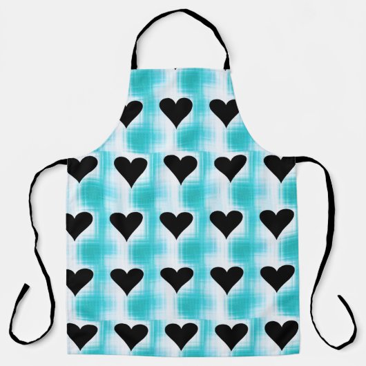 Harten van zwart All-Over Print Schort (Voorkant)