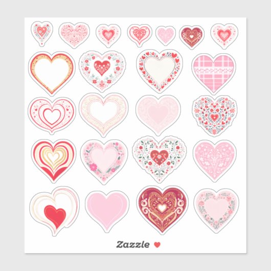 Harten Verscheidenheid op maat gesneden vinyl stic Sticker (Vel)