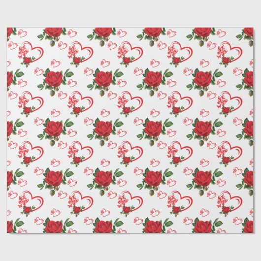 Harten Vlinders en bloemen Wrapping Paper Cadeaupapier (Vlak)