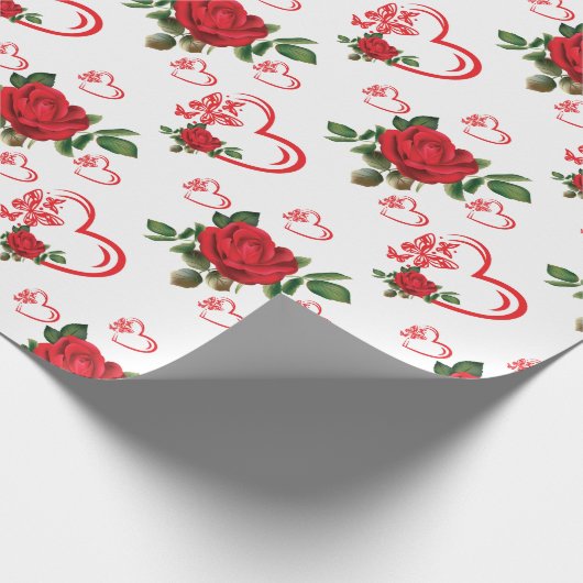 Harten Vlinders en bloemen Wrapping Paper Cadeaupapier (Hoek)
