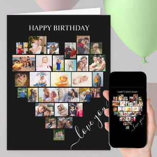 Harten Vorm Fotocollage Liefde Script Verjaardag Kaart