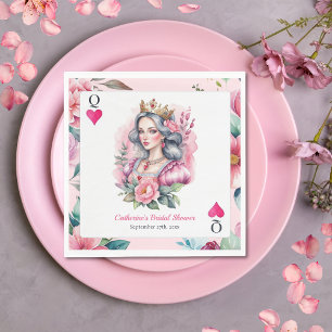 Harten Vrouw Speelkaart Roze Bruidsdouche Servet