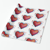 Harten Waterverf Liefde Wrapping Papier (Uitgerold)