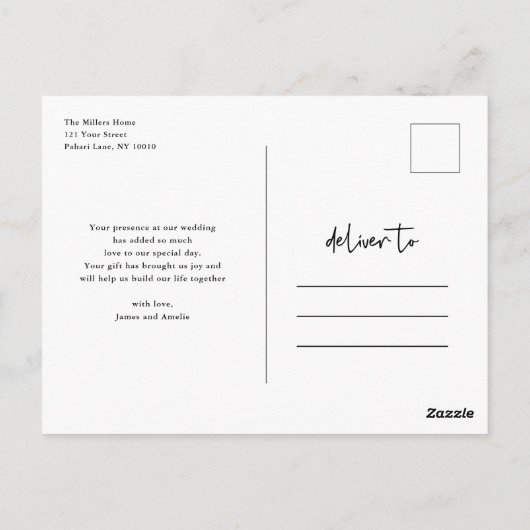 Harten zijn Full Script Weddenfoto Hartelijk dank Briefkaart (Achterkant)