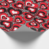 Harten, zwart, rood en wit. cadeaupapier (Hoek)