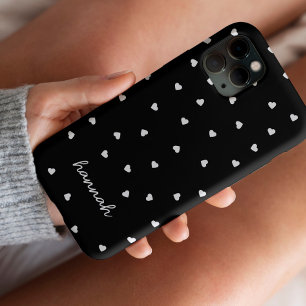 Harten Zwart & Wit Patroon Monogram iPhone 13 Pro Max Hoesje