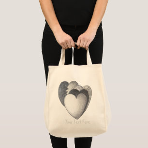 harten zwarte en witte ruwe schets oorspronkelijke tote bag