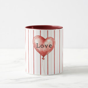 Hartenballon Rood Roze Witte Strepen Mok
