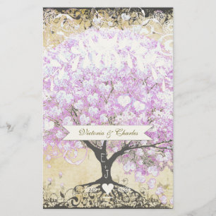 Hartenblad Lavendelboom Vintage Vogel Bruiloft Briefpapier