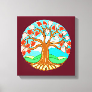 Hartenboom van het leven Mandala Canvas Afdruk