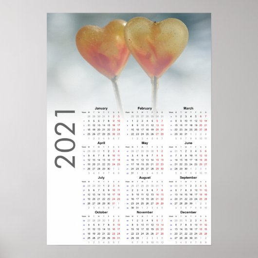 Hartencalender 2021 Poster - Maandag eerst (Voorkant)