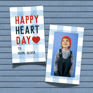 Hartendag Blauwe Gingham Valentijnskaart voor de k Notitiekaartje