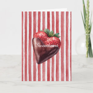 Hartendief Chocolade Aardbei Rood Wit Strepen Kaart