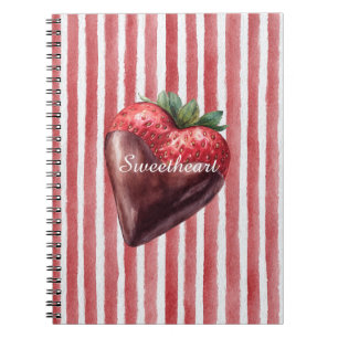 Hartendief chocolade aardbei rood wit strepen notitieboek