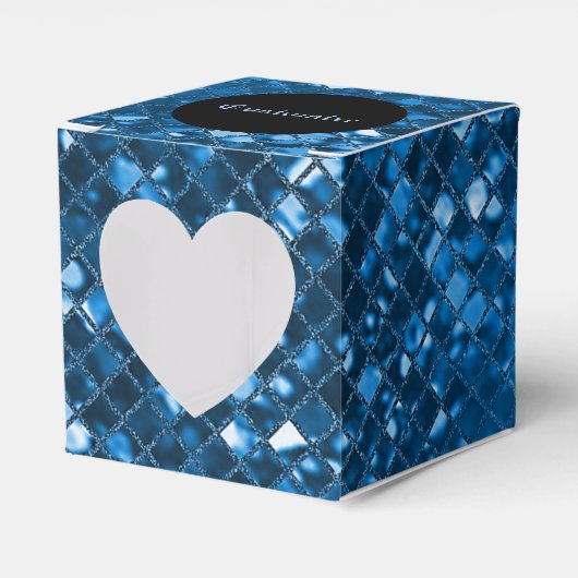 Hartendoos met blauwe mozaïekpatroon bedankdoosjes (Voorkant Zijde)
