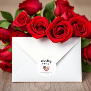 Hartenfoto Rehearsal Dinner Nog één dag Ronde Sticker