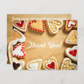 Hartenkoekjes op houtflat Hartelijk dank Bedankkaart (Voorkant / Achterkant)