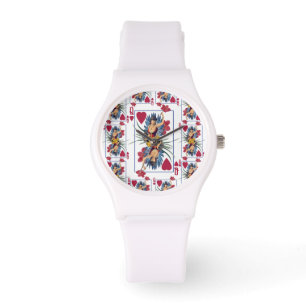 Hartenkoningin en bloemen horloge