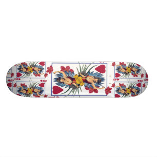 Hartenkoningin en bloemen skateboard